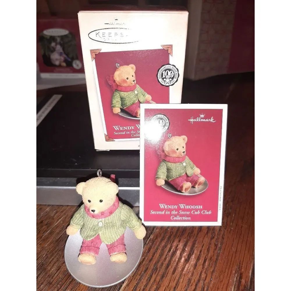 New 2002 Hallmark Keepsake 100th Anniversary Teddy Bear Wendy Whoosh Ornament
